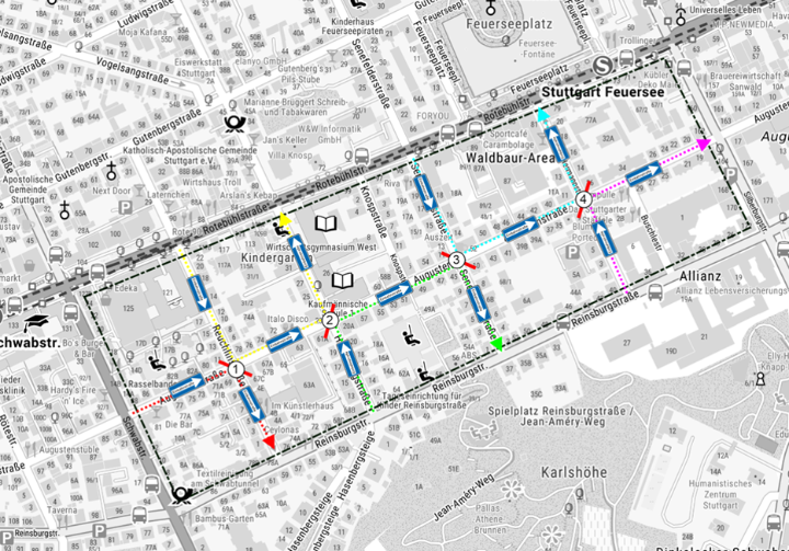 Karte des SUPERBLOCK STUTTGART Augustenstraße